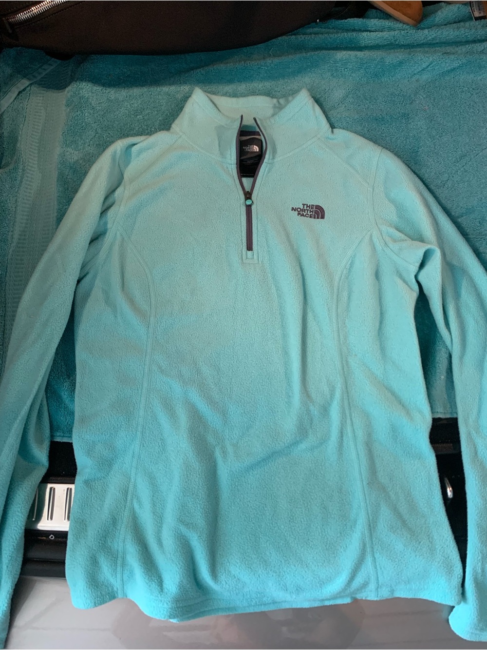 The North Face Light Blue Fleece One-Piece Bodysuit with Dark Trim